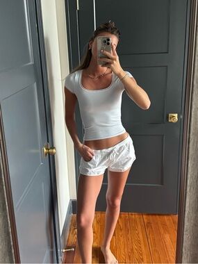 Light blue lace trim baby tee